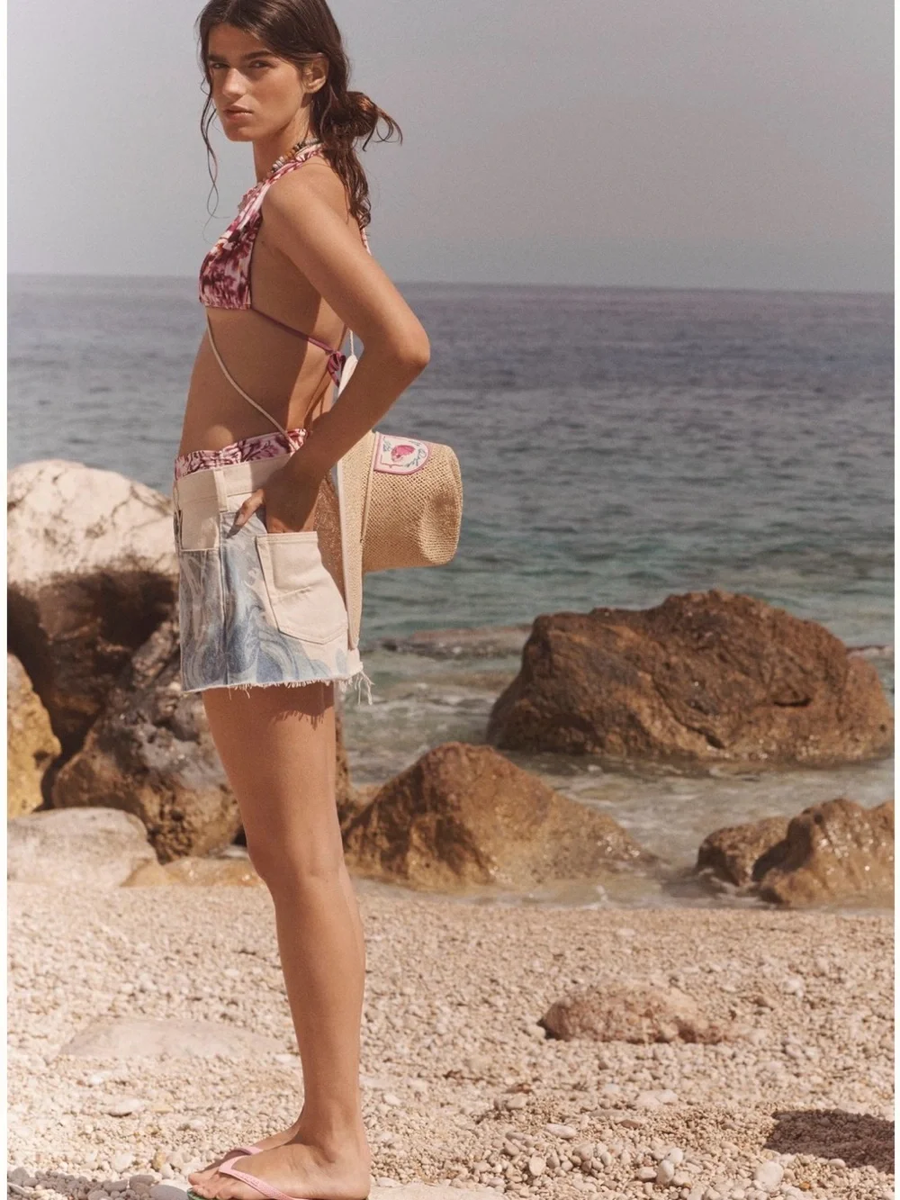 NWT Anthropologie Devon Denim Shorts by Pilcro: Wave Print Edition Size 27 - Picture 5 of 10